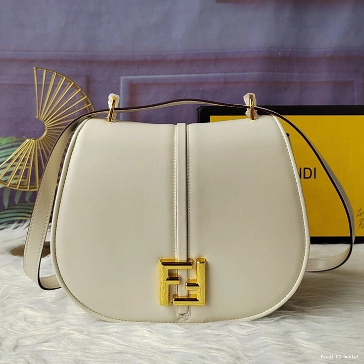 Vintage HOT White Medium Bag Leather C'mon Fendi Calf In 0805